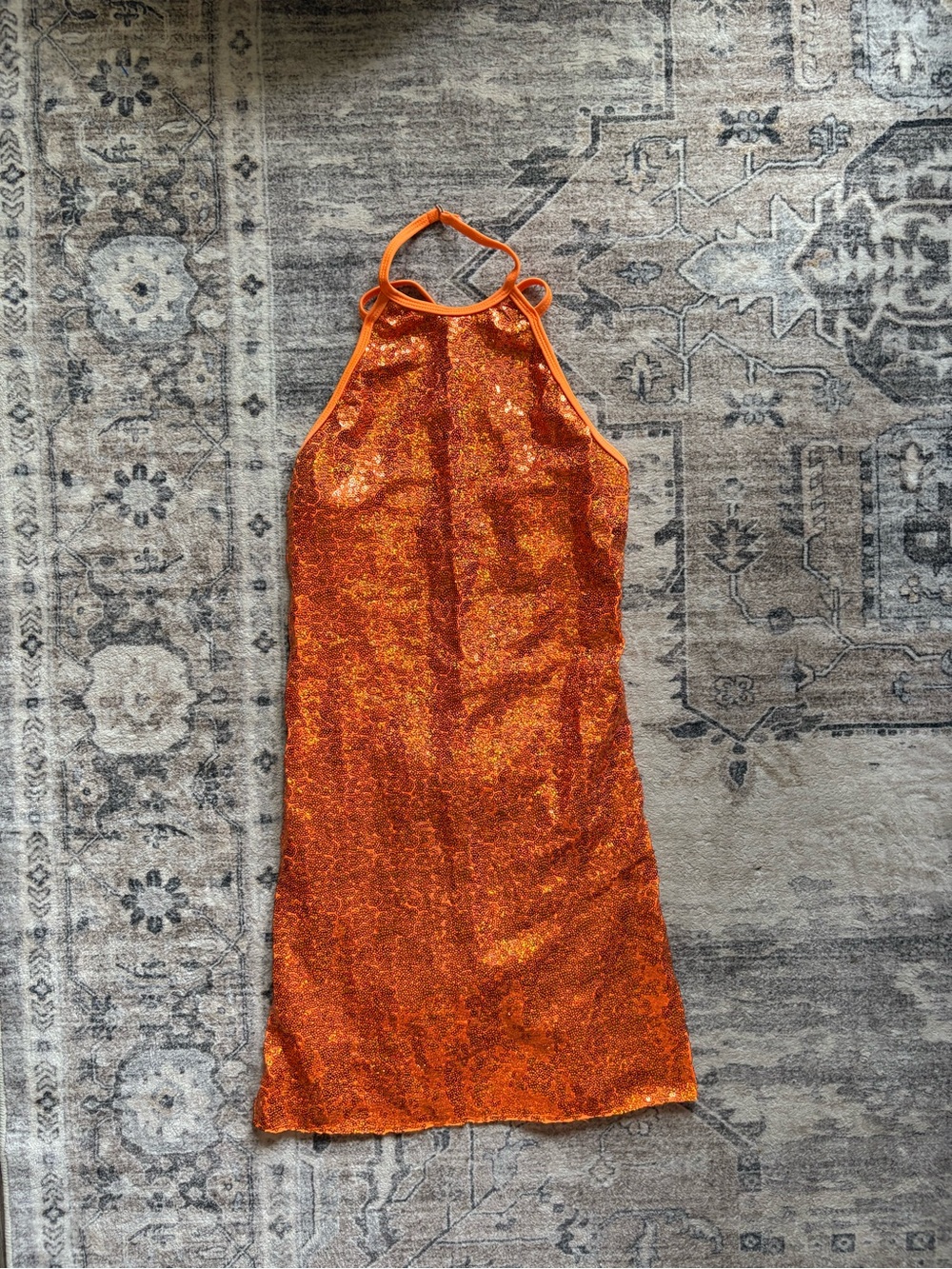Revolution Zara Larsson orange sequins glitter festival rave dress concert dress